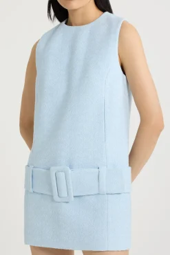 Minikleid mit Gürtel aus leichtem Bio-Baumwolltweed