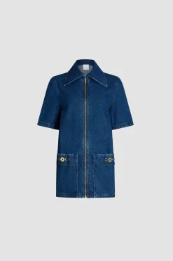 Minikleid mit Reißverschluss aus Baumwolldenim