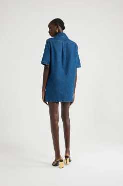 Minikleid mit Reißverschluss aus Baumwolldenim