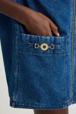 Minikleid mit Reißverschluss aus Baumwolldenim