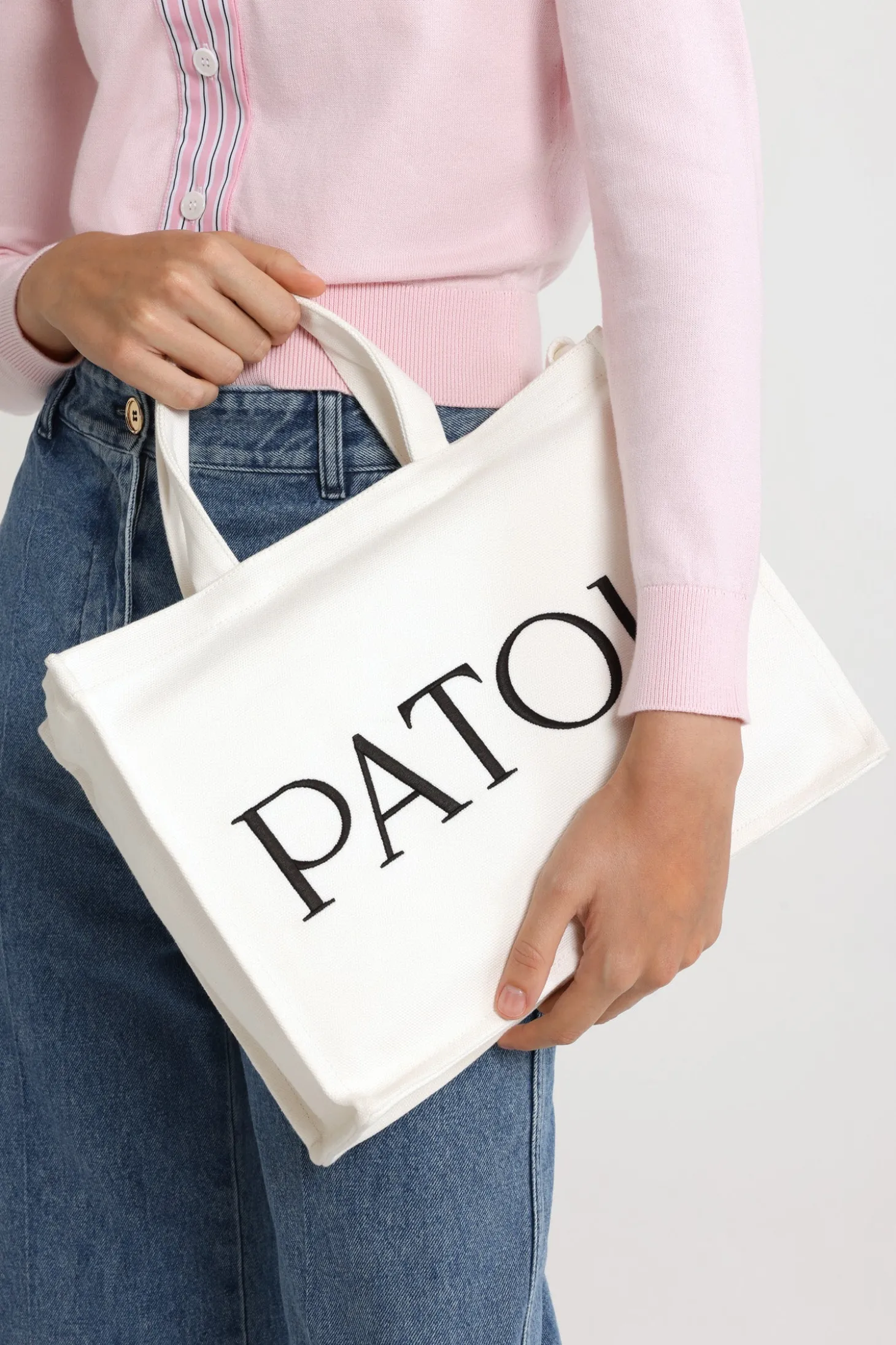 Mittelgroßer Patou Shopper mit Logo aus Baumwollcanvas