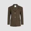 Oversize-Jacke mit Gürtel aus Bio-Baumwollgabardine