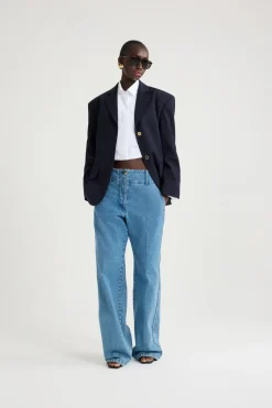 Oversize-Jacke mit Gürtel aus nachhaltigem technischem Wolltwill