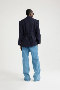 Oversize-Jacke mit Gürtel aus nachhaltigem technischem Wolltwill