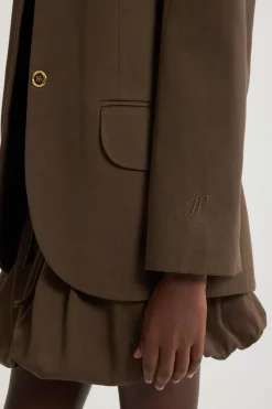 Oversize-Jacke mit Gürtel aus Bio-Baumwollgabardine