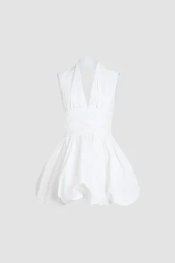 Rückenfreies Ballon-Minikleid aus recycelter Faille