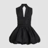 Rückenfreies Ballon-Minikleid aus recycelter Faille