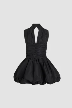 Rückenfreies Ballon-Minikleid aus recycelter Faille