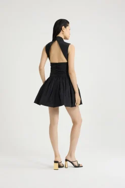 Rückenfreies Ballon-Minikleid aus recycelter Faille