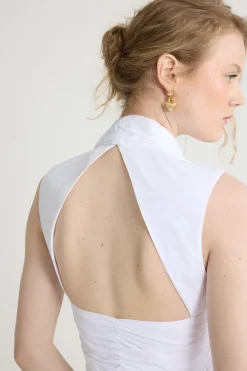 Rückenfreies Ballon-Minikleid aus recycelter Faille
