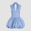 Rückenfreies Minikleid aus bedrucktem Bio-Baumwollpopeline