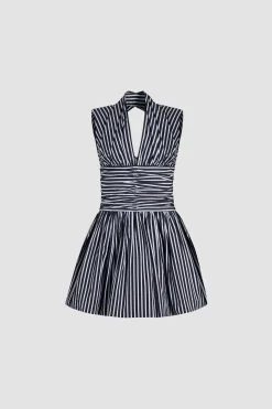 Rückenfreies Minikleid aus bedrucktem Bio-Baumwollpopeline