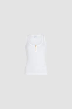Tanktop mit U-Boot-Ausschnitt aus gerippter Bio-Baumwollmischung