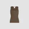 Tanktop mit U-Boot-Ausschnitt aus gerippter Bio-Baumwollmischung