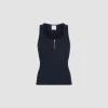 Tanktop mit U-Boot-Ausschnitt aus gerippter Bio-Baumwollmischung