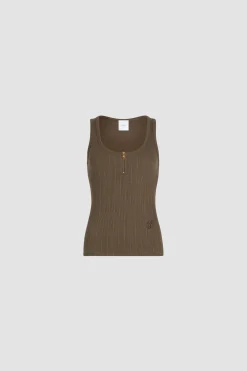 Tanktop mit U-Boot-Ausschnitt aus gerippter Bio-Baumwollmischung