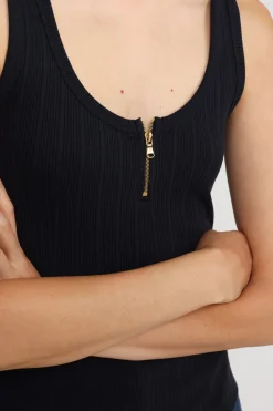 Tanktop mit U-Boot-Ausschnitt aus gerippter Bio-Baumwollmischung