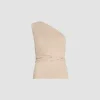 Top mit einer Schulter aus Bio-Stretch-Baumwolle