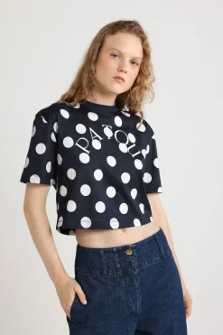 T-Shirt mit Rückenschlitz und Patou Logo aus Bio-Baumwolle