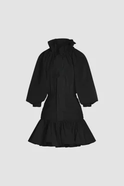 Voluminöses Minikleid mit Ärmeln aus recycelter Faille