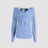 Wickelbluse aus bedrucktem Bio-Baumwollpopeline