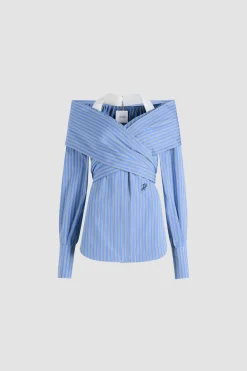 Wickelbluse aus bedrucktem Bio-Baumwollpopeline