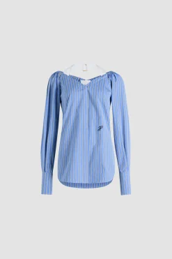 Wickelbluse aus bedrucktem Bio-Baumwollpopeline