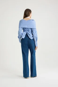 Wickelbluse aus bedrucktem Bio-Baumwollpopeline