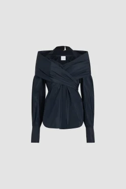 Wickelbluse aus recycelter Faille
