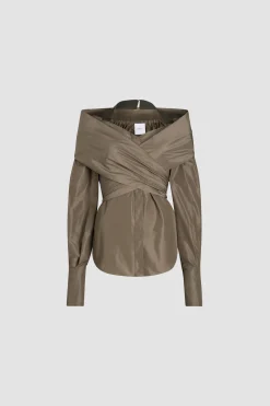 Wickelbluse aus recycelter Faille