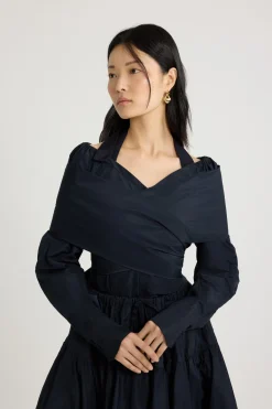 Wickelbluse aus recycelter Faille