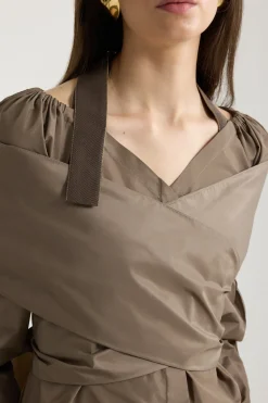 Wickelbluse aus recycelter Faille