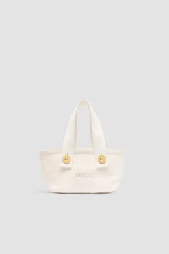 Kleiner trapezförmiger Patou Shopper mit Logo aus Baumwollcanvas