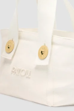 Kleiner trapezförmiger Patou Shopper mit Logo aus Baumwollcanvas