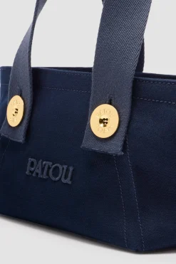 Kleiner trapezförmiger Patou Shopper mit Logo aus Baumwollcanvas