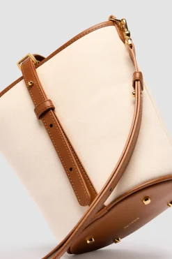 Mittelgroße JP Beuteltasche aus Leder und Canvas