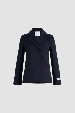 Taillierte Jacke mit Gürtel aus nachhaltigem technischem Wolltwill